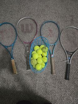 Tennis rackets and balls