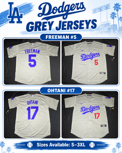 Dodgers Grey Jerseys – Shohei Ohtani & Freddie Freeman | Sizes S-3XL