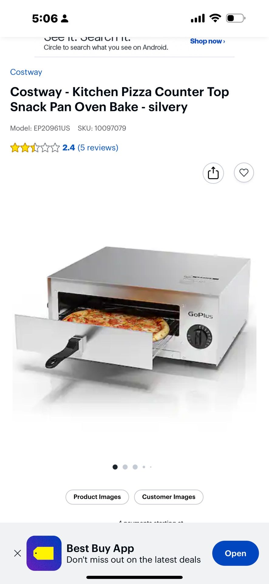 KOTEK Visit the Store 5.0 ** *** (1) KOTEK Pizza Oven Countertop, 1450W Stainless Steel Electric Pizza Baker Oven with Insulated Handle & Removable Cr