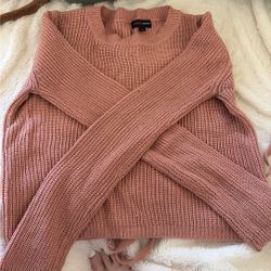 Pink Lace Up Sweater 