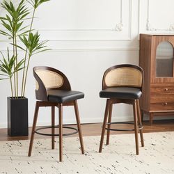 New✅️Christopher Knight Home Como Set of 2 Wood Counter Stools, Faux Leather Bar Chairs Kitchen Stools