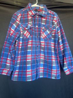 Quicksilver Red White and Blue Fleece Snap-Front Jacket Shacket L 14/16