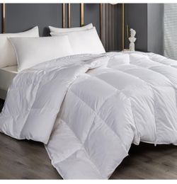 King Size Cooling White Goose Down Duvet Insert 800 FP Goose Feather Quilt Noiseless All Season Hotel Down Bedding Comforter with 600 TC Cotton Cover 