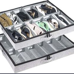 Under bed Shoe Organizer Low Profile Set of 2 