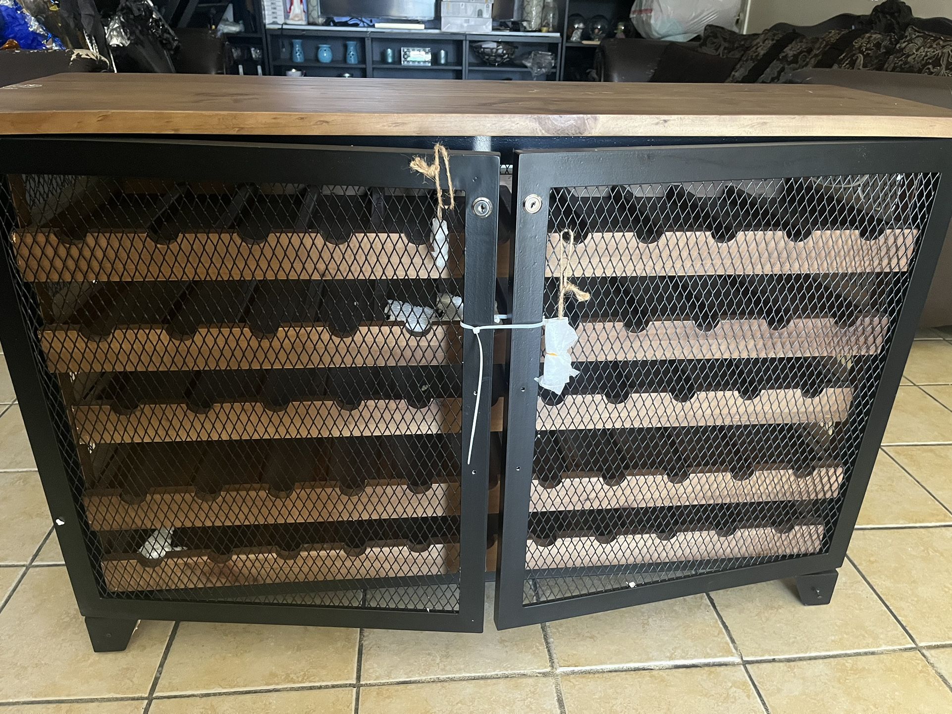 Wood And Metal Wine Storage Locker 63490