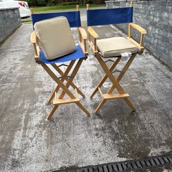 Director Chair  Blue With White Cushion