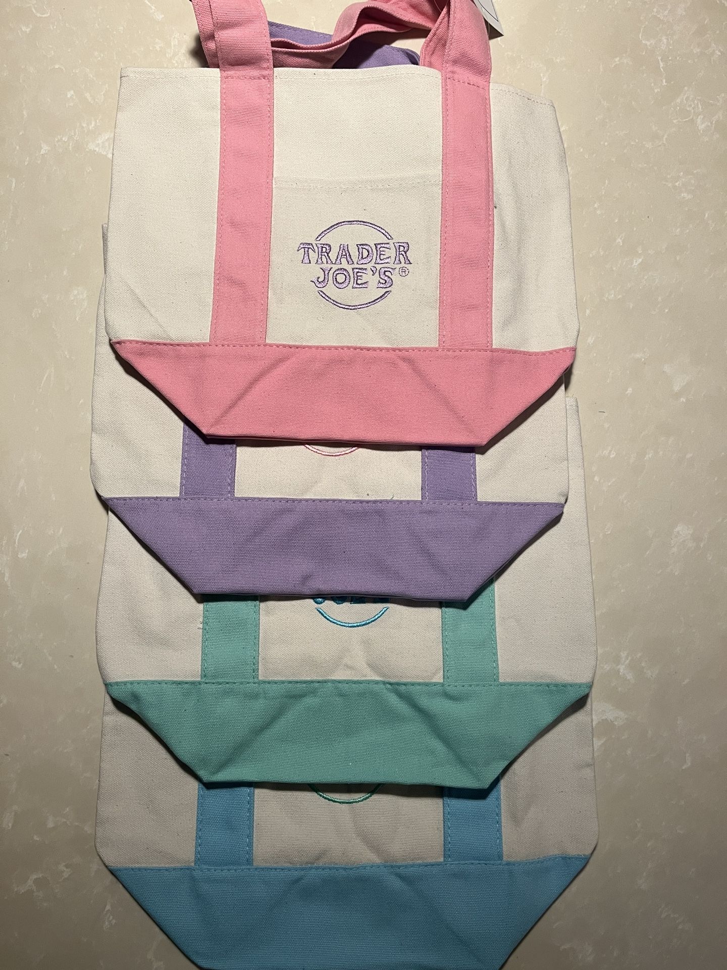 NEW Trader Joes Mini Tote Bags PASTEL