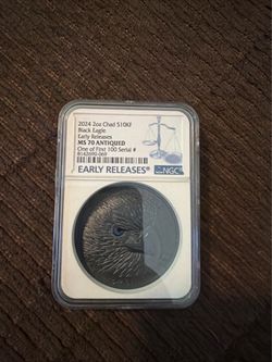 2024 Chad 2 oz Silver 10,000 Francs Black Eagle Antiqued finish NGC MS70  Early Releases