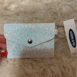 Mini White Glitter Wallet 