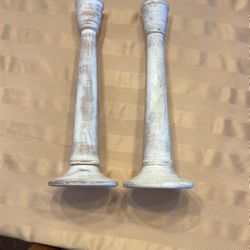 Wood Candlesticks Set Of 2