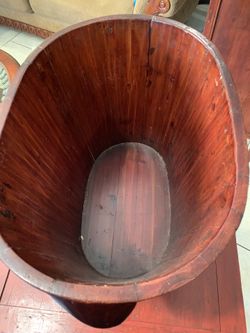 Vintage Slated Mahogany Chinese with lacquer finish the wastebasket