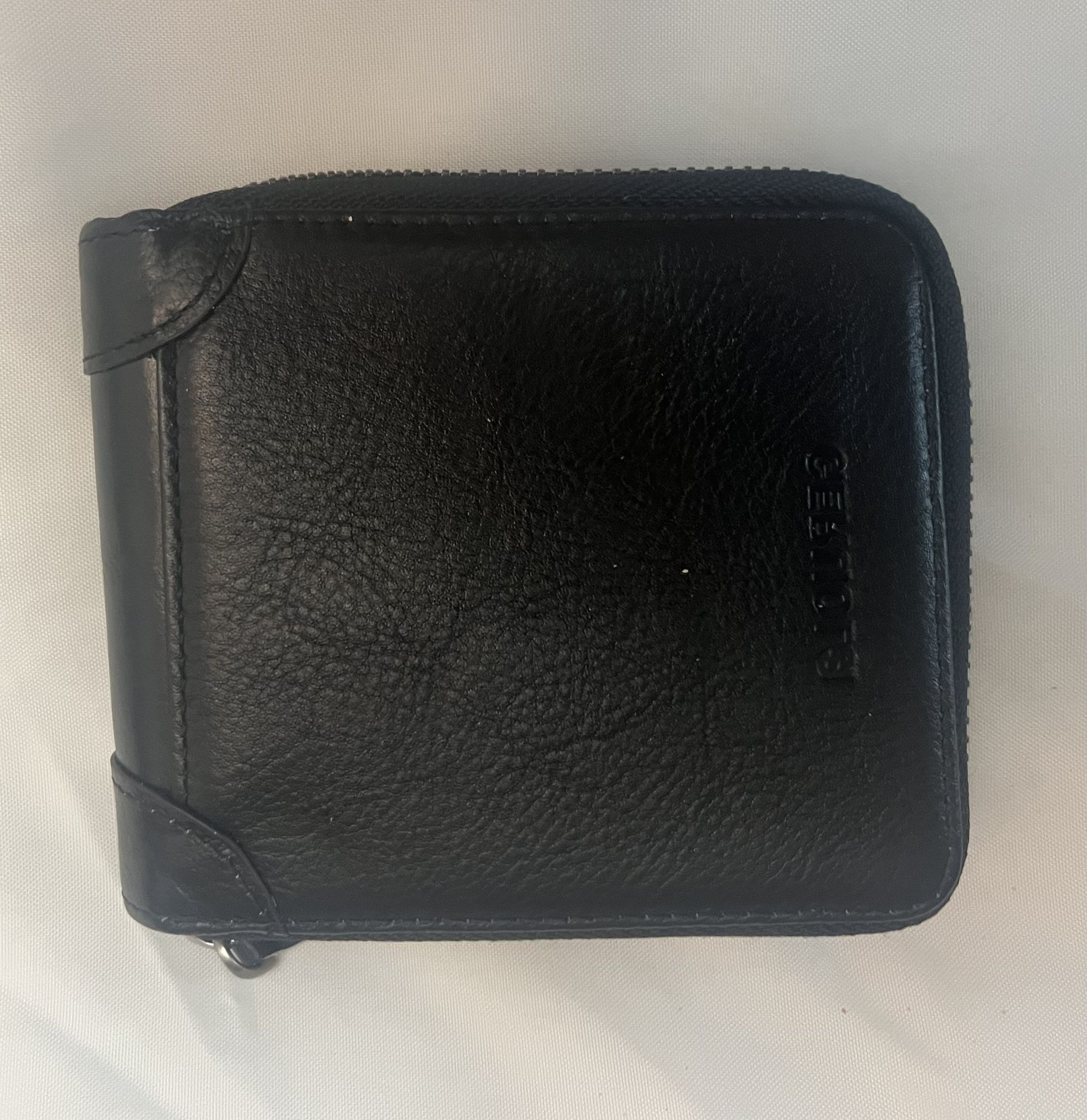 Black Leather Zip Wallet