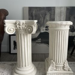 Pair of Corinthian Column Display Pedestals - Indoor/Outdoor Decor