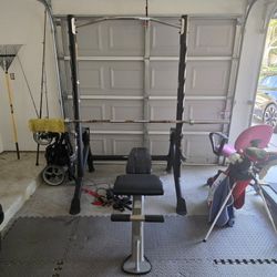 Title: Complete Home Gym Set - Squat Rack, Barbell, Dumbbells & Bench