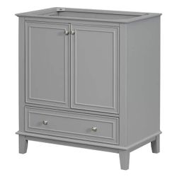 NEW Gray 29.50 in. W x 17.80 in. D x 33.80 in. H Bath Vanity Cabinet without Top with Doors and Drawer