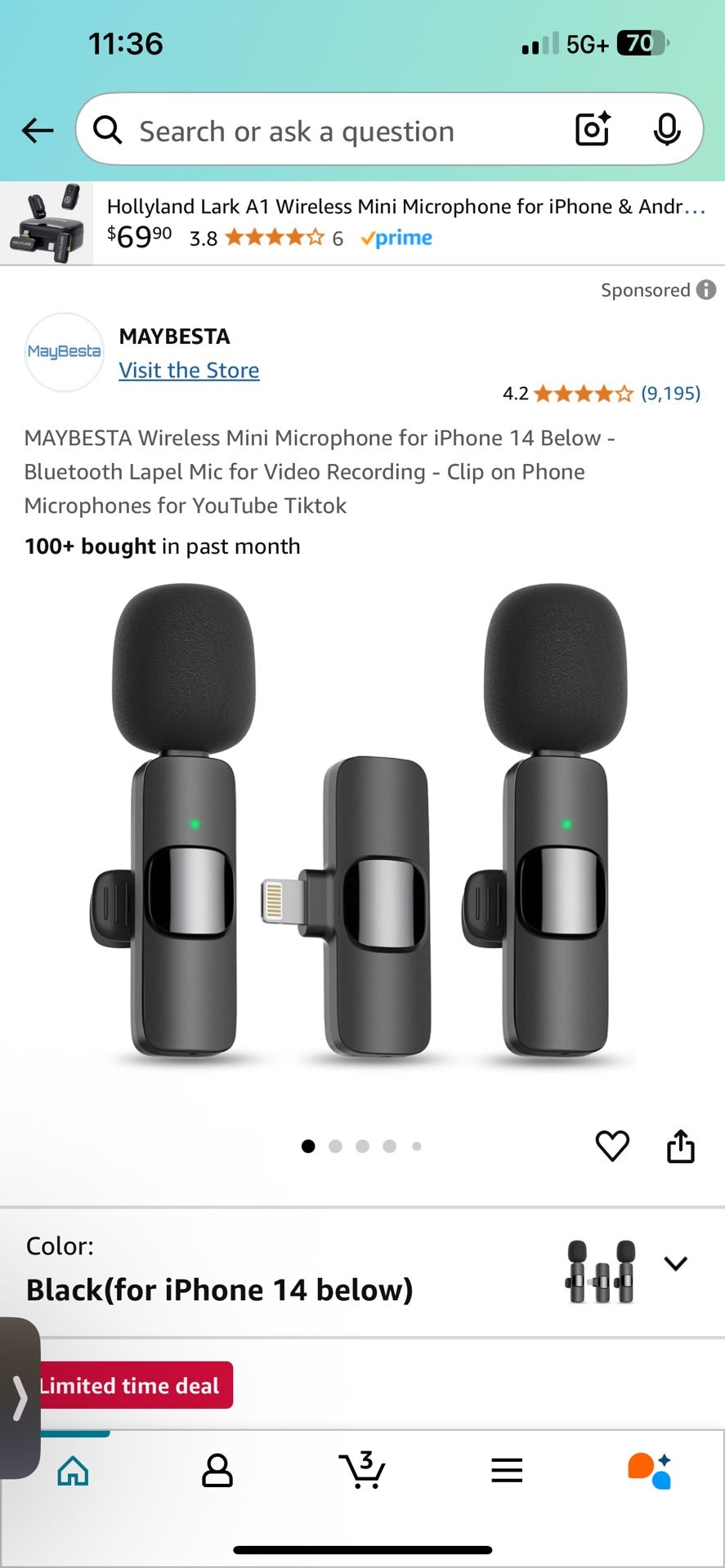 MAYBESTA Wireless Mini Microphone for iPhone 14 Below - Bluetooth Lapel Mic for Video Recording - Clip on Phone Microphones for YouTube Tiktok