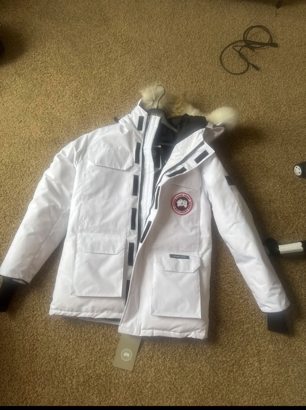 Canada Goose White Expedition Parka Jacket Coat Men’s Medium