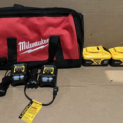 Dewalt 10ah batteries & chargers with Milwaukee bag