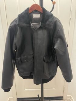 Black Faux Leather Bomber Jacket Size Large