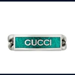 Gucci Unisex Ring Turquoise Logo Enamel Ring #24