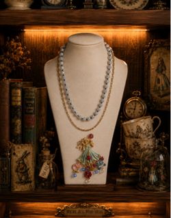 Beautiful Kirk’s Folly Alice In Wonderland Brooch Pendant (Enhancer) With 2 Necklaces