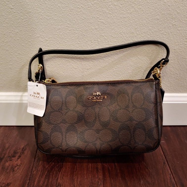 Nwt Authentic Coach Boxed Brown Black Clutch Purse Msrp F37137