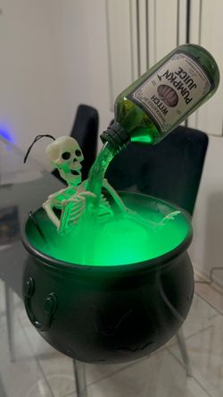 Halloween Skeleton Cauldron with LED Light