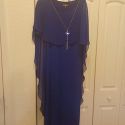 nwt size 6 blue chiffon gown for formal event, Mardi Gras or Military ball. picture does not do justice. gorgeous 