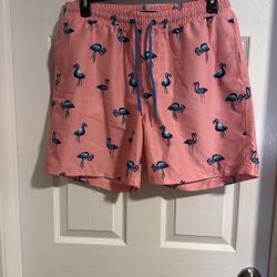 Club Room Pink Flamingo Swim Shorts - large 