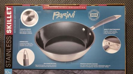 Parini 10” Surface Premium Ceramic Coating Skillet Fry Pan with Silicone Grip Handle 304 Stainless Steel *NIB*!