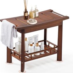 21" Teak Shower Bench for Inside – Luxury Spa-Style Comfort, FSC Certified Durable Teak Wood, Water-Resistant, Ergonomic Seat, Anti-Skid Stability and