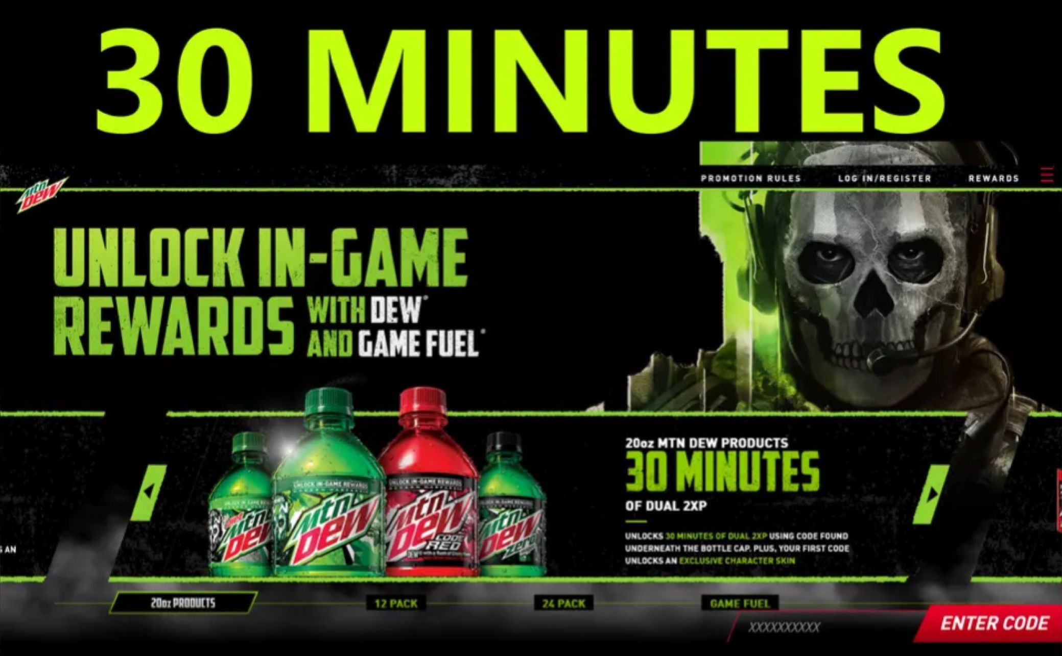 Call Of Duty Mountain Dew 12 Pack Double XP And Cod