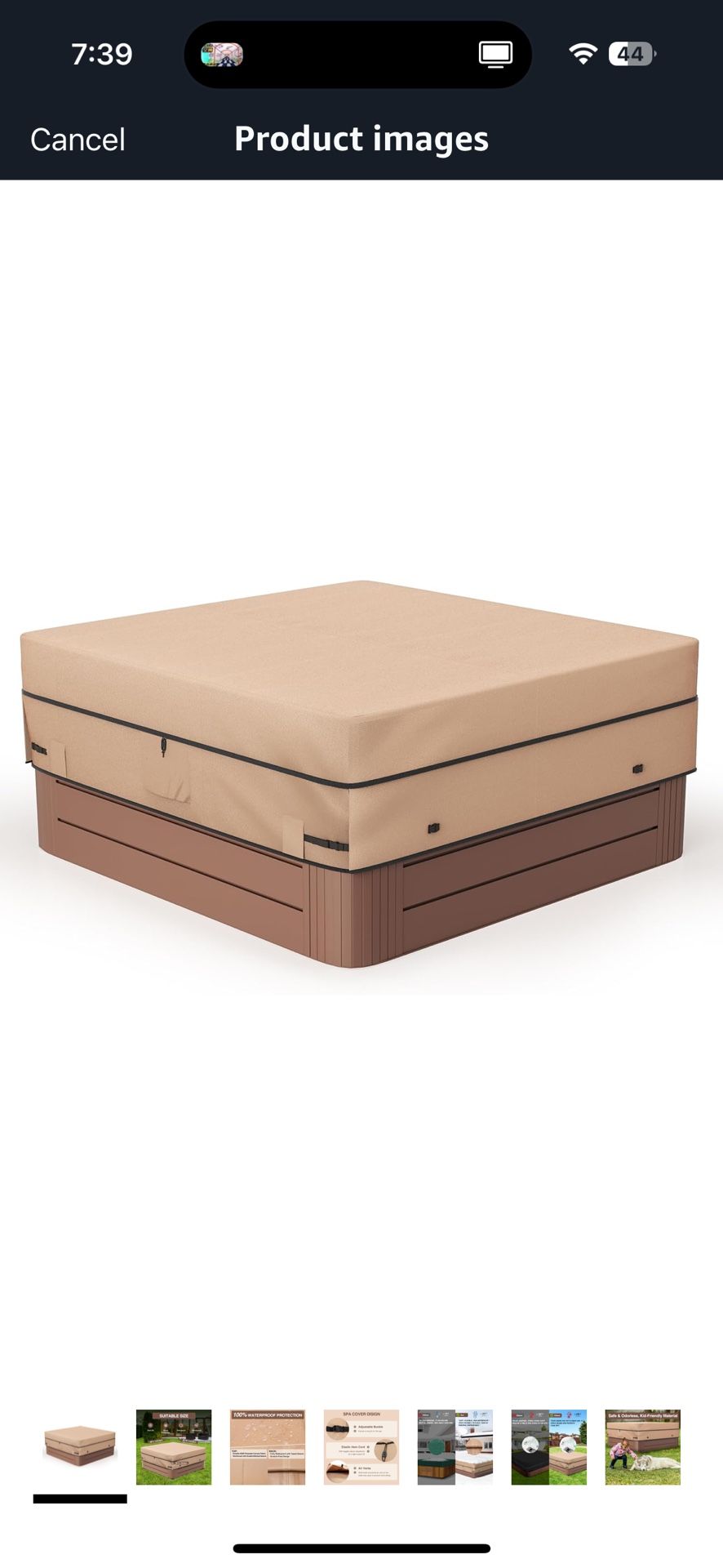 Outdoor Waterproof 600D Square Hot Tub Cover 85 x 85 Inch Fit 84 x 84 or 83 x 83 or 82 x 82 Inch or 7 ft x 7 ft Heavy Duty Spa Cover Protectors