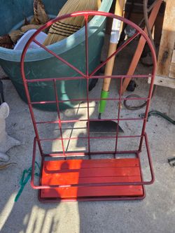 Red Metal Garden Shelf