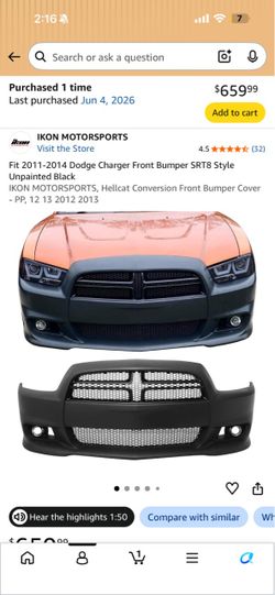 2011-2014  Charger SRT 8 bumper