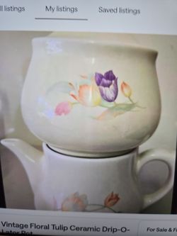 Vintage Floral Tulip Ceramic Drip-O-Lator  Pot