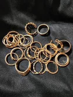 Lot of Gold Toned and Silver Toned Rings