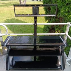 Black Glass Entertainment  Center With TV  Holder 