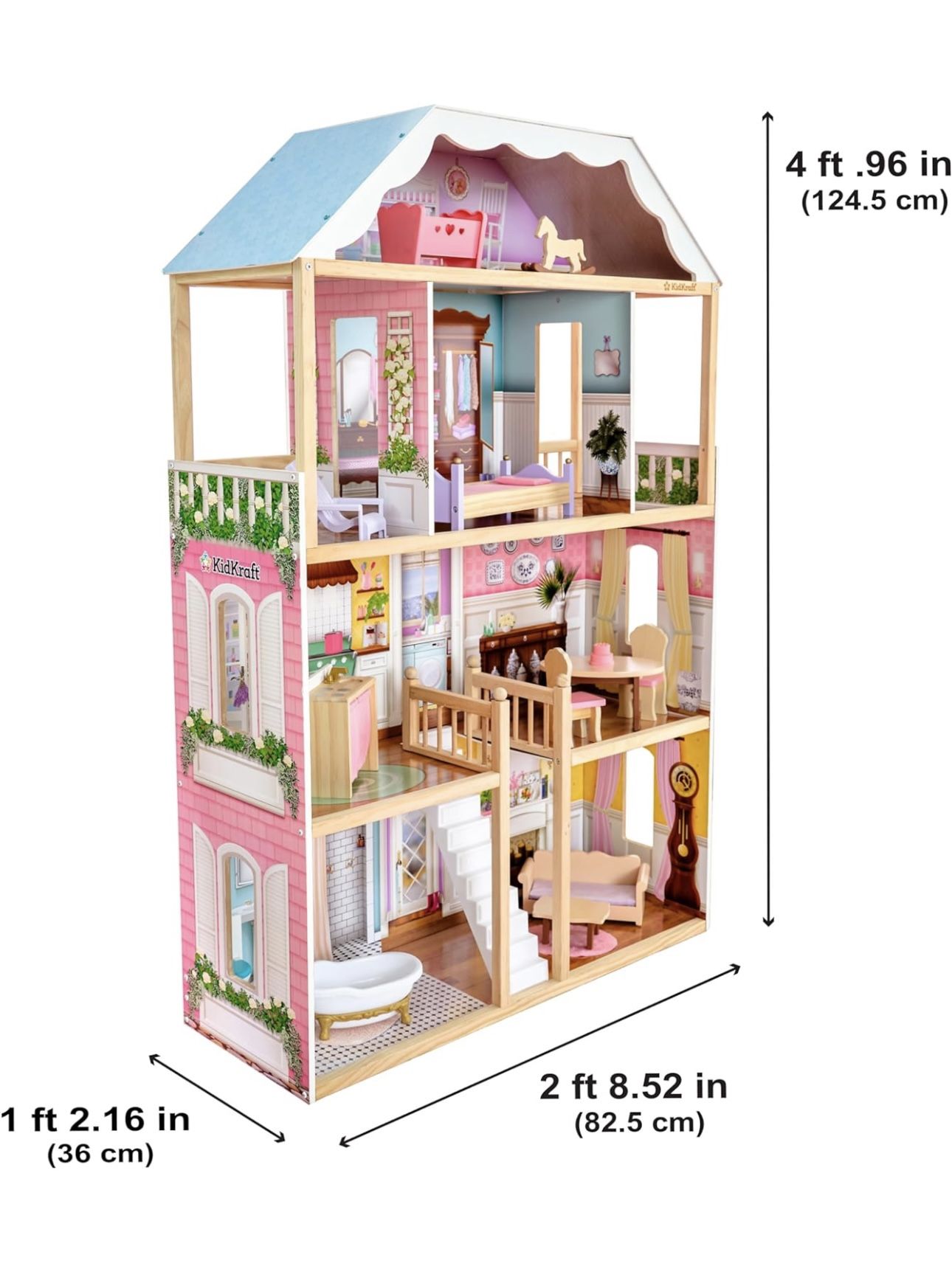KidKraft Charlotte Classic Casa de muñecas de madera con juego