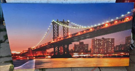 Large Manhattan Bridge Canvas Wall Art – 58" x 33"