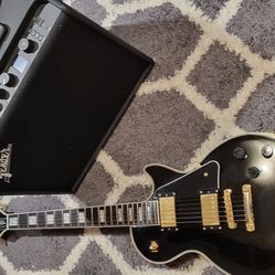 Epiphone Les Paul Custom Black With Fender Mustang LT50