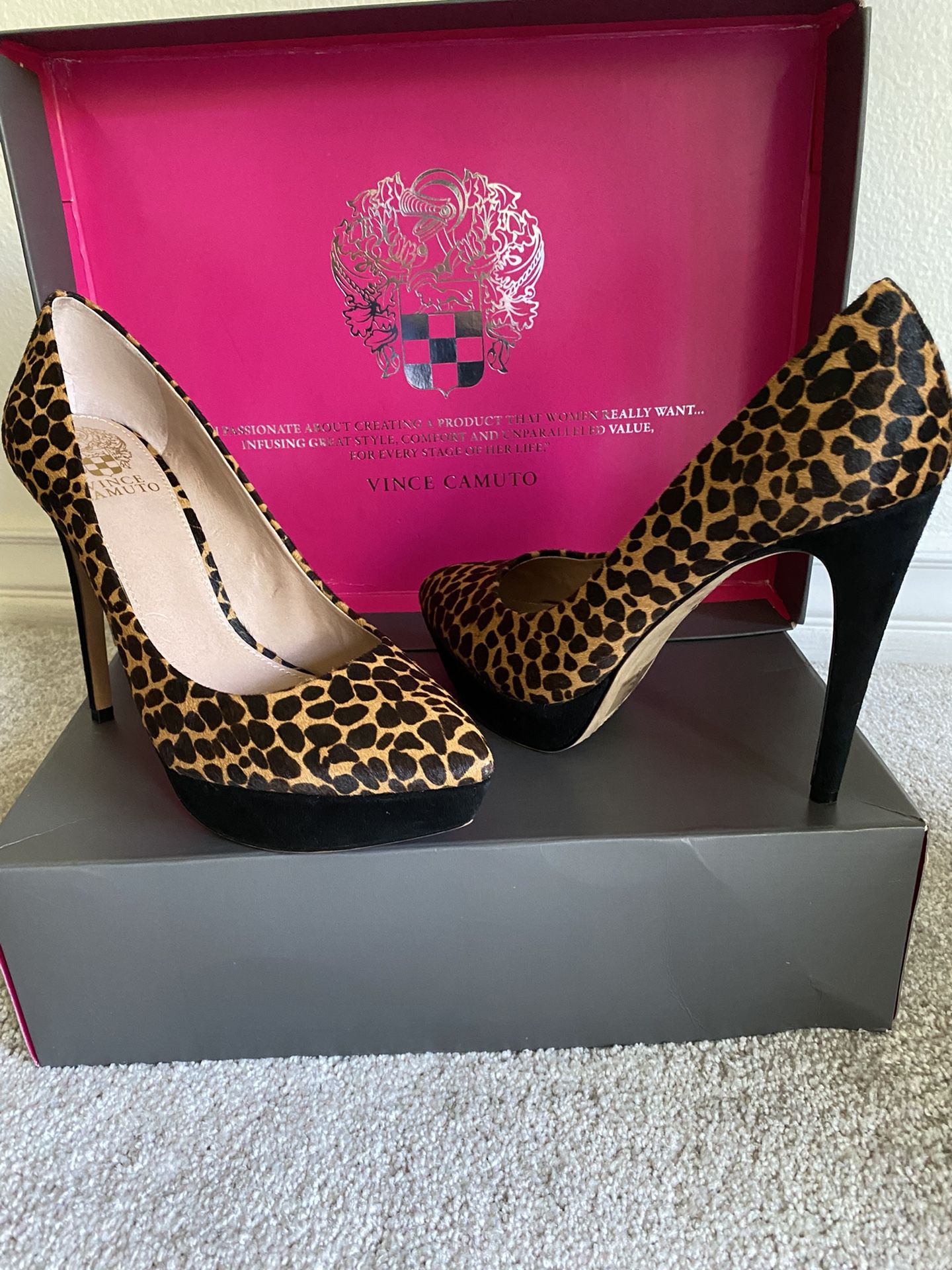 Vince Camuto Leopard Print Platform Shoes Size 38/8
