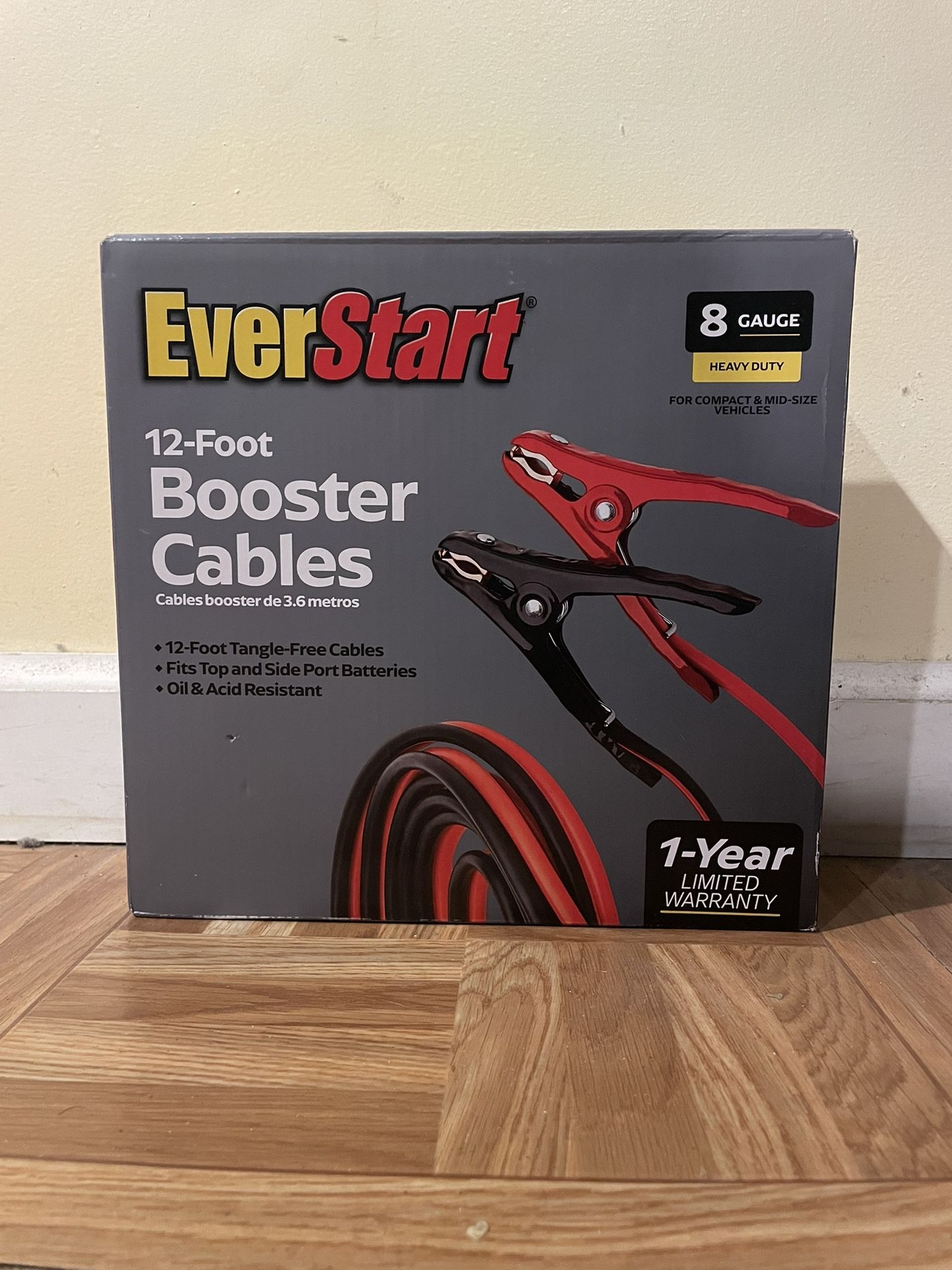 EverStart 12-Foot 8-Gauge Heavy Duty Booster Cables, 165 Amps