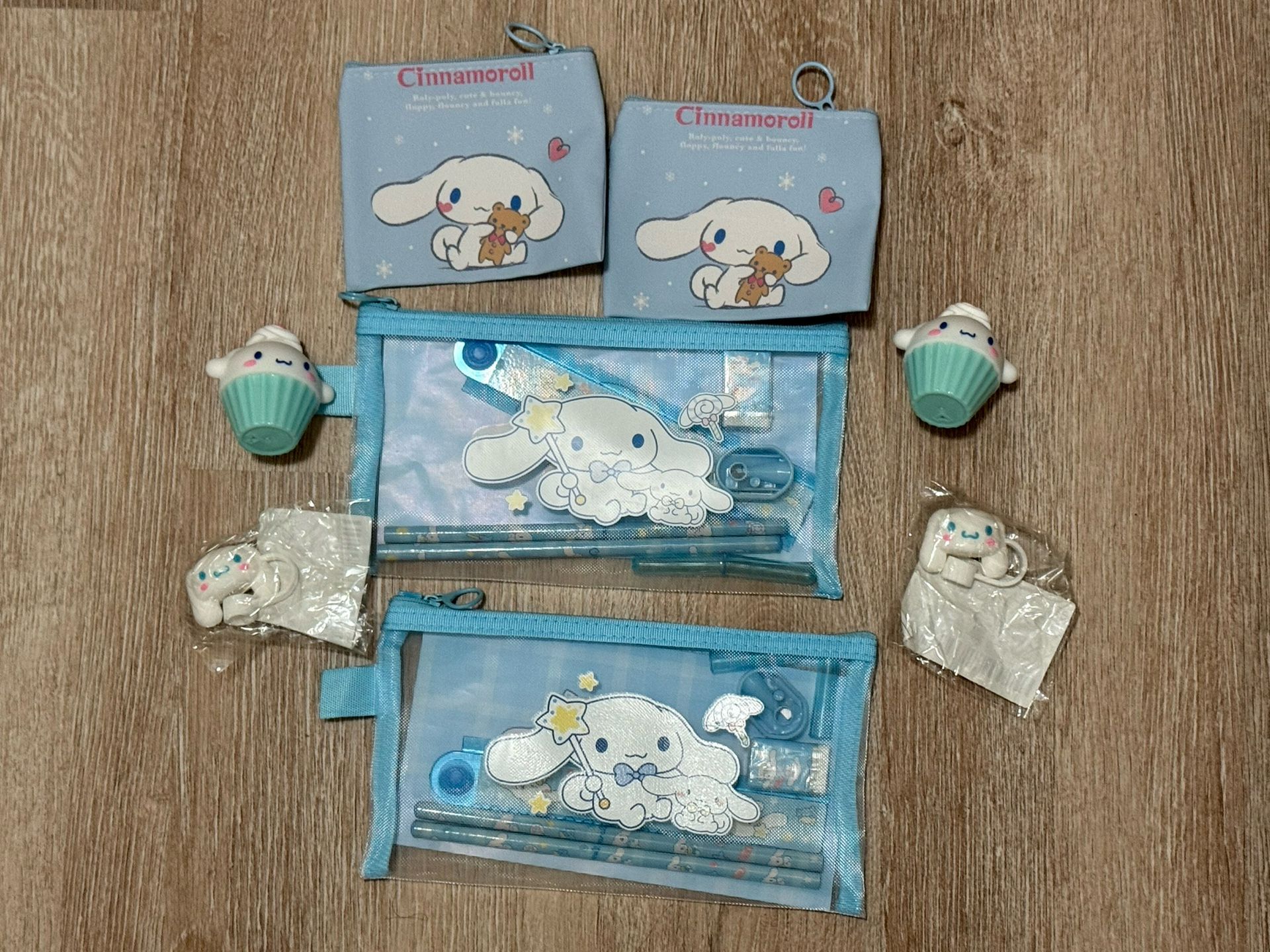 Brand new Cinnamoroll coin purse, lip balm, pencil pouch and straw topper.