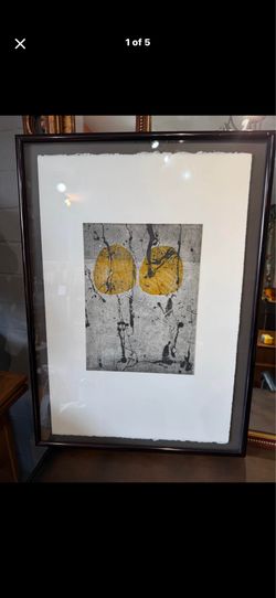 Listed artist, wood block signed abstract design 25 x 18
