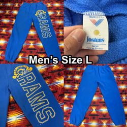 Vintage Jostens Los Angeles Rams Football Blue Sweatpants Joggers Men’s Sz Large