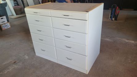 White Double sided Dresser with 12 Drawers