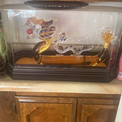 Blown Glass Dragon Container In Covered Clear Case 