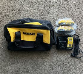 Dewalt 2 Battery, Charger And Tool Bag Combo (Brand New)