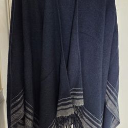 WOOL KNITTED PONCHO WRAP 